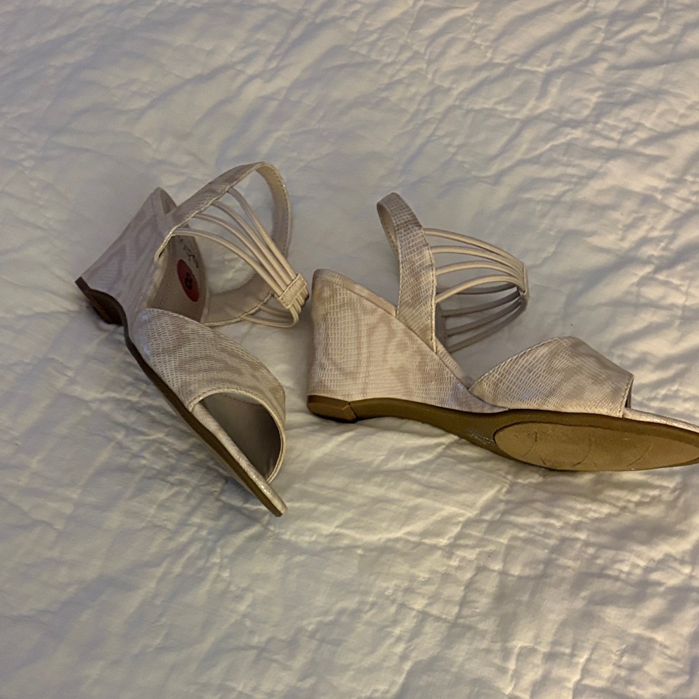 Impo Metallic Cream Slingback Heels